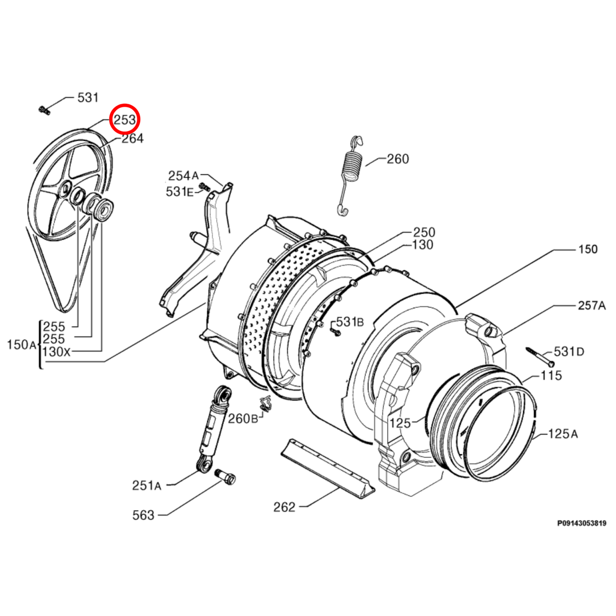 Curea mașină de spălat MA Electrolux – cod 1184J6 / 1323531309, 3 / 3