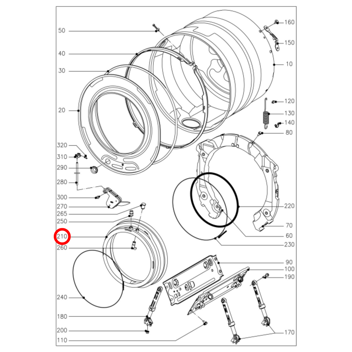 Garnitură hublou – 09640341, 11086730 Miele, 2 / 3