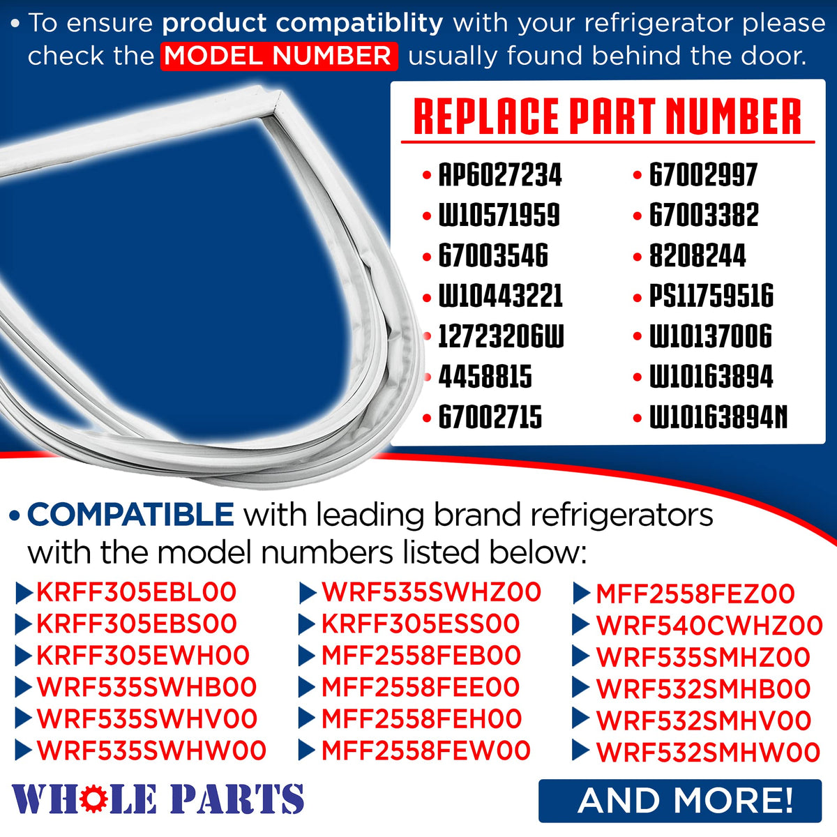 Garnitură magnetică ușă frigider, gri – cod C00525764, 2 / 3