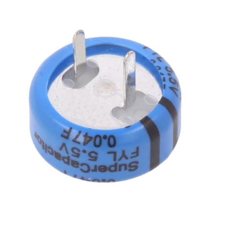 0,047F-5,5V Condensator, drawing super cap 0.047F/5.5V t/p s/s, 1 / 2