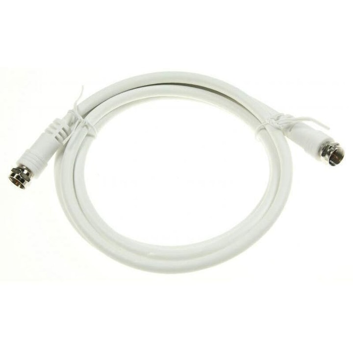 Cablu antena f-tata / f-tata, alb, clasa a, 1,5M