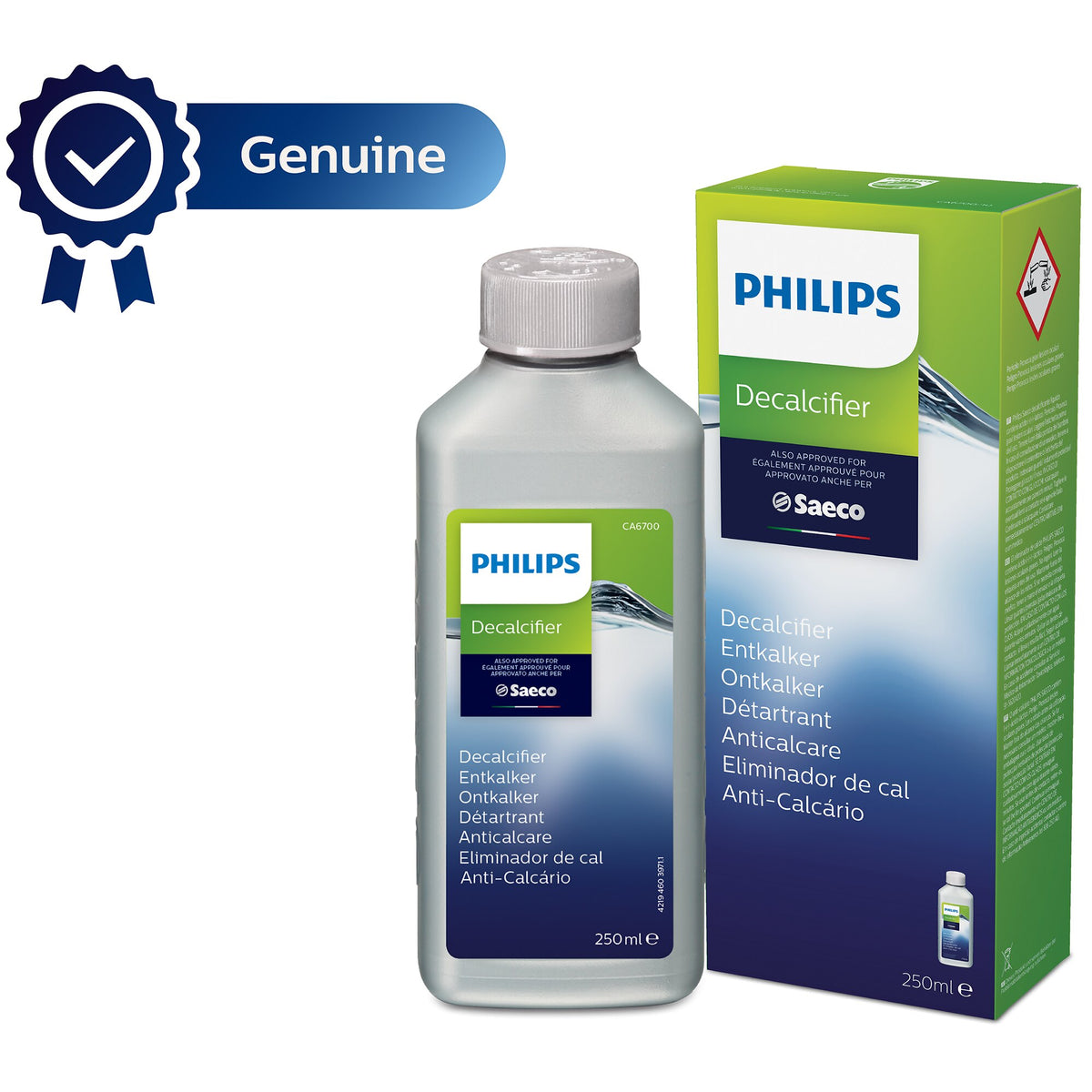 Decalcificator Philips CA6700/22 pentru espressoare Philips Saeco, 2x250 ml, 2 / 3